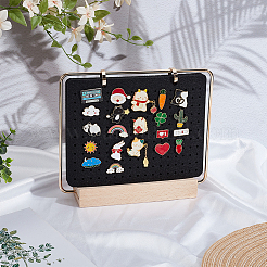 Felt with Iron Display Stands with Wood Base for Brooch&nbsp;ODIS-SC0001-11