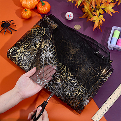 Halloween Spider & Spider Web Polyester Gauze Fabric&nbsp;AJEW-WH0314-677A