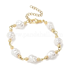 Plastic Imitation Pearl Beads & 304 Stainless Steel Link Bracelets for Women&nbsp;BJEW-JB12320