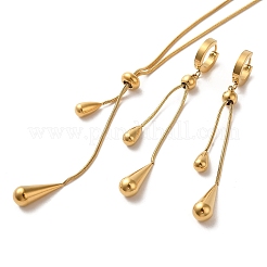 Ion Plating(IP) Teardrop 304 Stainless Steel Jewelry Set&nbsp;SJEW-H306-03G