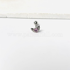 Angel Wing Heart 316L Surgical Stainless Steel Pave Cubic Zirconia Tongue Rings&nbsp;FS-WG901EE-05