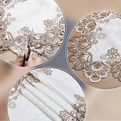 Polyester Embroidery Flower  Lace Ribbon&nbsp;OCOR-WH0082-328