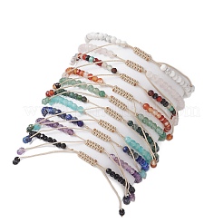 10Pcs 10 Style Faceted Round Natural & Synthetic Mixed Gemstone Beaded Stretch Bracelets Set&nbsp;BJEW-JB10168