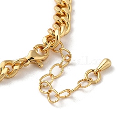 Brass Micro Pave Clear Cubic Zirconia Cuban Link Chains Bracelets&nbsp;BJEW-M322-04G-A