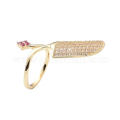 Brass Micro Pave Cubic Zirconia Fingernail Rings&nbsp;RJEW-D115-08G