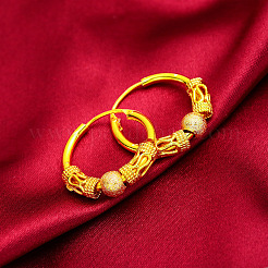 Brass Round with Tube Bead Hoop Earrings&nbsp;FS-WGD15A8-01