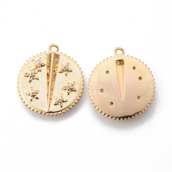 Brass Micro Pave Clear Cubic Zirconia Pendants&nbsp;KK-N232-155-NF