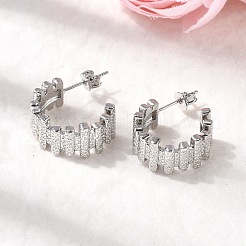 Brass C-Shaped Stud Earrings&nbsp;EJEW-H171-03P