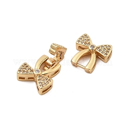 Brass Micro Pave Clear Cubic Zirconia Fold Over Clasps&nbsp;KK-C075-04G