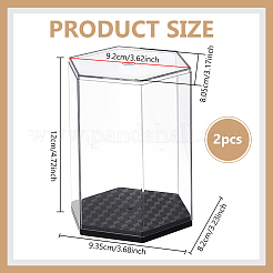 Hexagon Plastic with Acrylic Minifigures Display Cases with Black Bases&nbsp;ODIS-WH0079-052