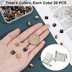 80 Pcs 4 Colors Brass Ribbon Crimp Ends&nbsp;KK-PH0001-74