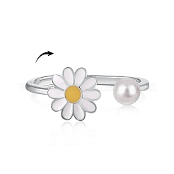 Rhodium Plated 925 Sterling Silver Open Finger Rings&nbsp;RJEW-A019-50P