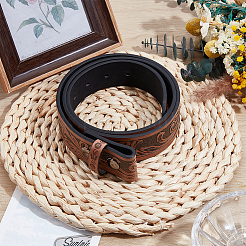 Imitation Leather Embossed Flower Waist Belly Belts for Men Women&nbsp;AJEW-WH20018-223B