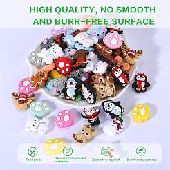 18Pcs 9 Style Christmas Themed Food Grade Eco-Friendly Silicone Focal Beads&nbsp;SIL-SZ0001-16