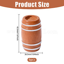 6Pcs Wooden Beer Barrel Figurines Ornaments&nbsp;DJEW-PH0001-82