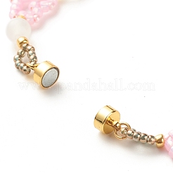 Glass Seed & Natural Agate Beaded Bracelet with Brass Magnetic Clasp&nbsp;BJEW-JB07803-02