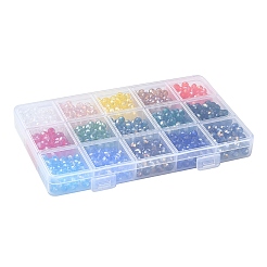 1200Pcs 15 Colors Electroplate Glass Beads Strands&nbsp;EGLA-YW0001-53