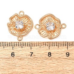 Brass Pave Clear Cubic Zirconia Connector Charms&nbsp;CU-CBAEC99-11G