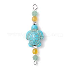 4Pcs 4 Colors Summer Beach Dyed Synthetic Turquoise Connector Charms&nbsp;PALLOY-JF03747-01