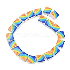 Printed Rainbow Pattern Handmade Porcelain Beads&nbsp;PORC-G016-05