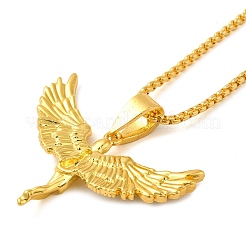 Angel Shape Rhinestone Pendant Necklace with Zinc Alloy Box Chains&nbsp;NJEW-G118-03G