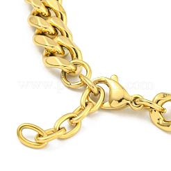 304 Stainless Steel & Synthetic Turquoise Polygon Link Bracelets for Women&nbsp;BJEW-G717-16G-03