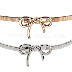2Pcs 2 Colors Bowknot Alloy Chain Belts for Women&nbsp;AJEW-CY0001-59