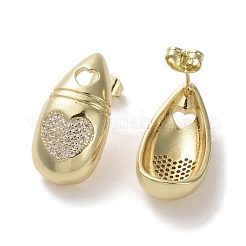 Brass Micro Pave Cubic Zirconia Stud Earrings&nbsp;EJEW-H308-08G-01