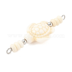 10Pcs 2 Colors Dyed Synthetic Turquoise Turtle Rondelle Beaded Connector Charms&nbsp;PALLOY-JF04013