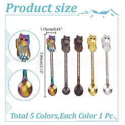 5Pcs 5 Colors Cat Shape Alloy Rhinestone Spoon&nbsp;FIND-DR0001-61