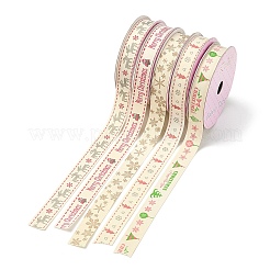 5 Rolls 5 Patterns Single Face Printed Cotton Satin Ribbons&nbsp;OCOR-YW0001-04