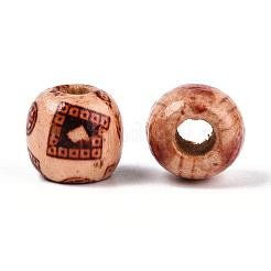 Printed Natural Wood Beads&nbsp;WOOD-N018-07