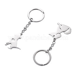 2Pcs 2 Styles 201 Stainless Steel Keychains&nbsp;KEYC-TAD0001-15A