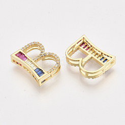 Brass Cubic Zirconia Slide Charms&nbsp;ZIRC-S063-01B-G