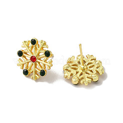Christmas Snowflake Alloy Glass Rhinestones Stud Earrings for Women&nbsp;EJEW-E284-01LG