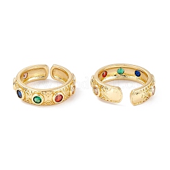Brass Micro Pave Cubic Zirconia Cuff Rings&nbsp;X-RJEW-M138-09G