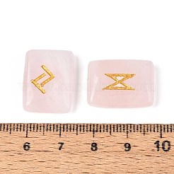 25Pcs Rectangle Natural Rose Quartz Rune Stones with Elder Futhark Alphabet Engraved&nbsp;G-T142-37
