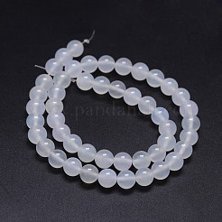 Grade A Natural White Agate Round Beads Strands&nbsp;G-F256-01-8mm-A