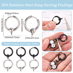 24Pcs 2 Colors  304 Stainless Steel Hoop Earring Findings&nbsp;FIND-SC0017-16C