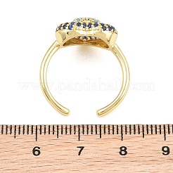Heart Brass Micro Pave Cubic Zirconia Cuff Open Rings for Women&nbsp;CU-CBA0A21-01G-01