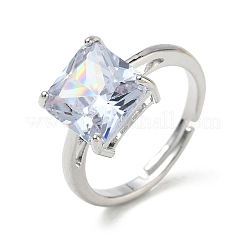 Brass & Clear Cubic Zirconia Finger Rings&nbsp;CU-CBA7E55-13P