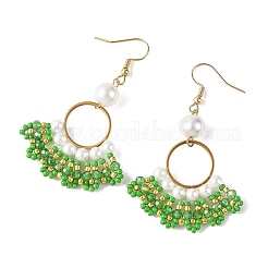 Glass Braided Beads Dangle Earrings&nbsp;EJEW-MZ00747