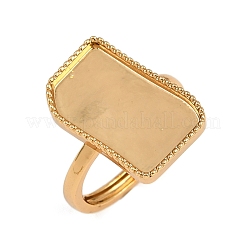 Rectangle Brass Adjustable Ring Components&nbsp;KK-Z122-20G