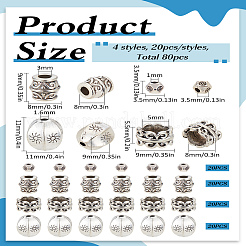 80Pcs 4 Styles Tibetan Style Alloy Beads&nbsp;TIBEB-LP0001-77
