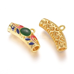 Curved Tube Antique Silver Plated Alloy Enamel Tube Bails&nbsp;ENAM-J572-02G