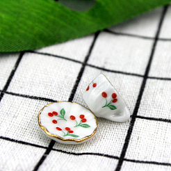2Pcs Cherry Pattern Mini Porcelain Teacup & Saucer Set&nbsp;BOTT-PW0001-209