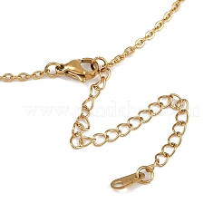 Brass with Clear Glass Teardrop Pendant 304 Stainless Steel Cable Chain Necklaces for Women&nbsp;NJEW-JN05420