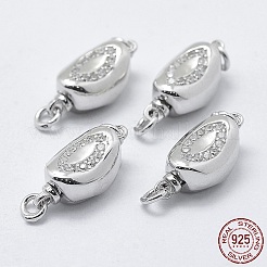 Anti-Tarnish Rhodium Plated 925 Sterling Silver Cubic Zirconia Box Clasps&nbsp;STER-F037-062P