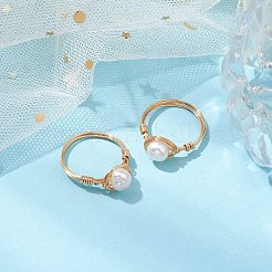 Nuggets Natural Cultured Freshwater Pearl Finger Rings&nbsp;RJEW-JR00697-01