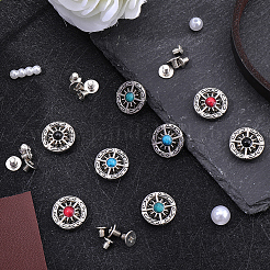 8 Bags 4 Colors Alloy Synthetic Stone Beads Buttons&nbsp;BUTT-CP0001-14